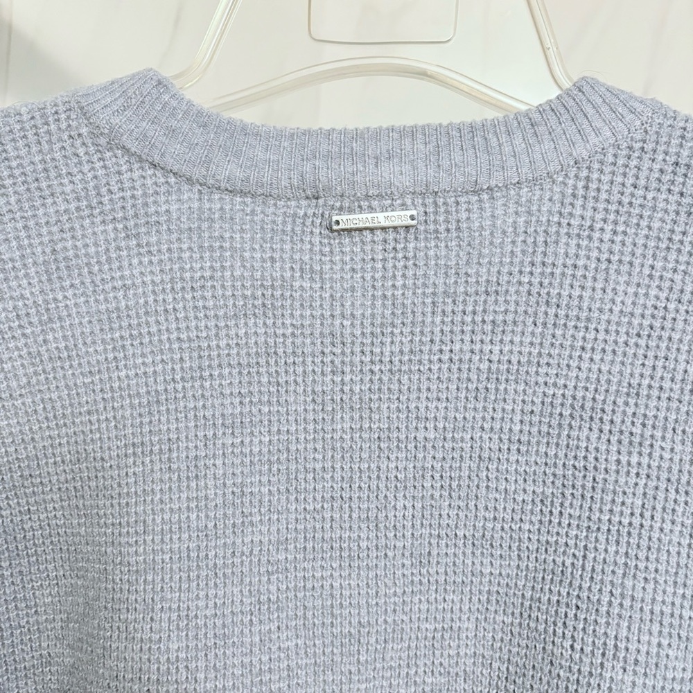 MICHAEL Michael Kors Chambray Waffle-Knit Cropped Sweater Large NWT - Picture 5 of 8